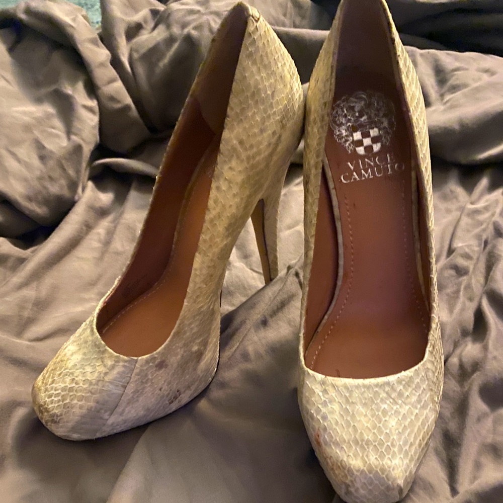 Snake print Vince Camuto print heels.